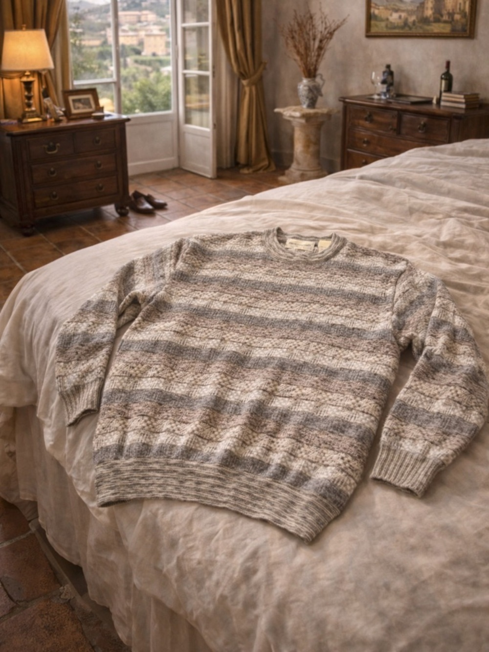 Pronto Uomo Firenze Wool Blend Sweater Striped Knit Italy Size L